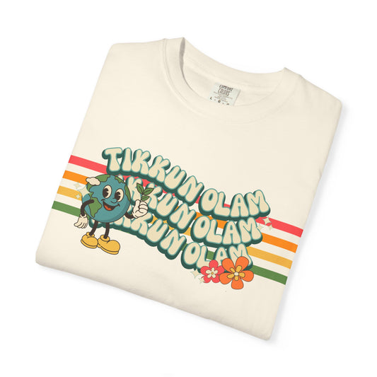 Tikkun Olam Repair the World Jewish Earth Day Retro Vintage Style Comfort Colors Tshirt