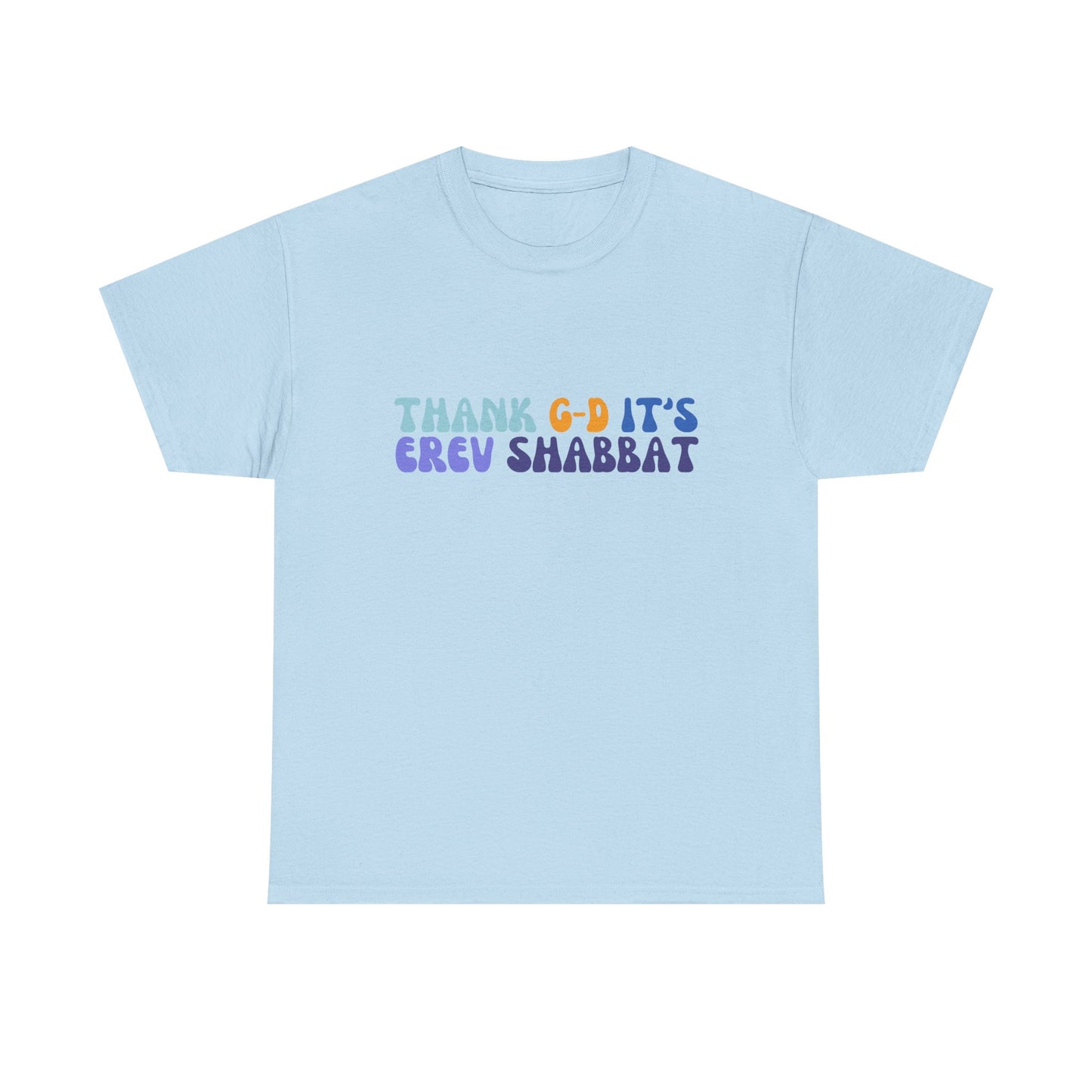 Thank Gd It's Erev Shabbat Retro Typography TShirt | Friday Night Shabbat Shirt | Funny Jewish Shirt