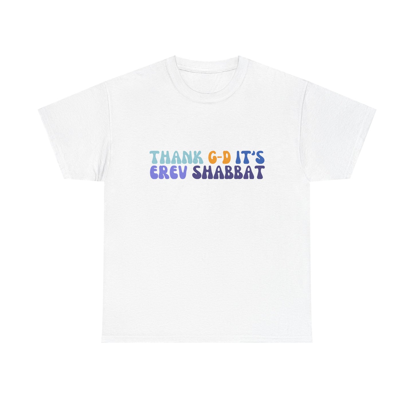 Thank Gd It's Erev Shabbat Retro Typography TShirt | Friday Night Shabbat Shirt | Funny Jewish Shirt