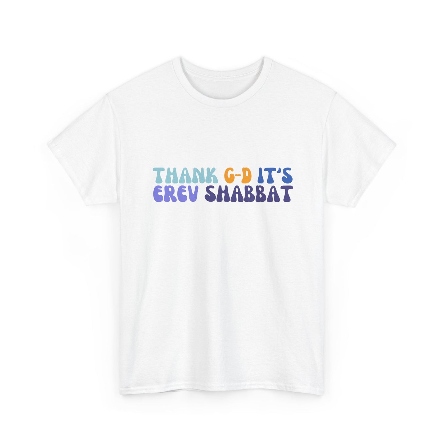 Thank Gd It's Erev Shabbat Retro Typography TShirt | Friday Night Shabbat Shirt | Funny Jewish Shirt