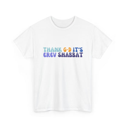 Thank Gd It's Erev Shabbat Retro Typography TShirt | Friday Night Shabbat Shirt | Funny Jewish Shirt