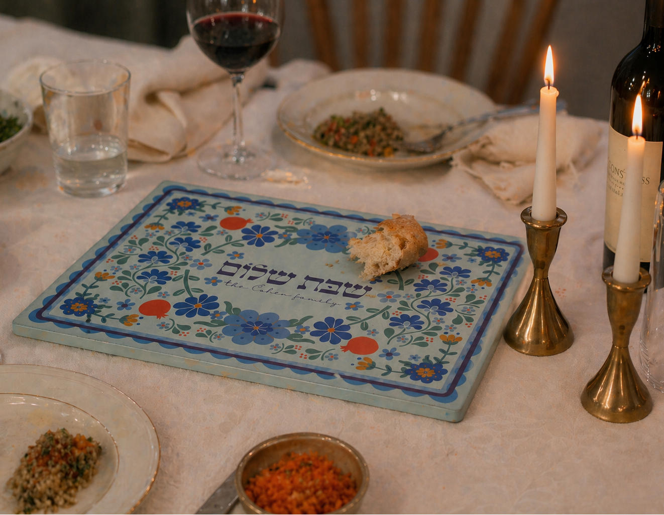 Sapphire & Pomegranate Custom Challah Board